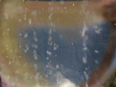 Kayla's photo of Stuart through a glass of Cava