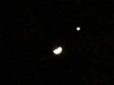 photo of crecent moon and Venus