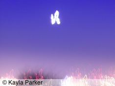 Kayla's photo of the eclipsed full moon, hand-held up on The Blockhouse, Plymouth, looking across the dockyard to SE Cornwall, taken a few seconds later