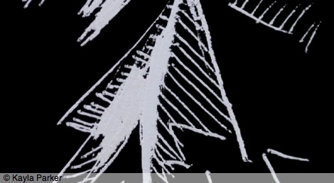 16mm frame - movement image scratched into black emulsion